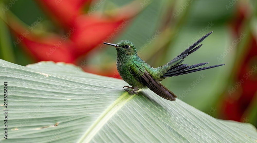 Fototapeta premium red billed hummingbird
