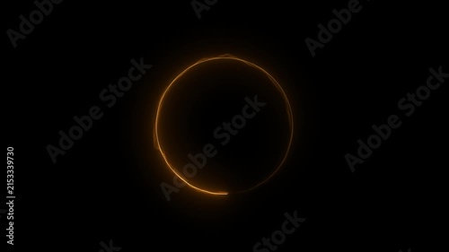 Glowing golden energy ring abstract motion background, seamless circular light wave loop for digital interface and technology presentations