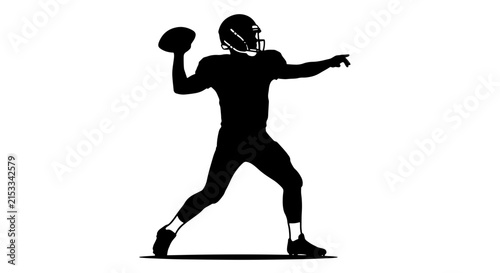 Cuadro en lienzo American Football Quarterback Silhouette, Athletic Player Throwing Ball, Dynamic