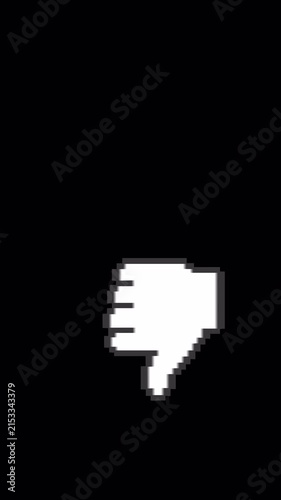 Pixel Dislike Icon Animation with Alpha Channel - 4K Portrait Vertical