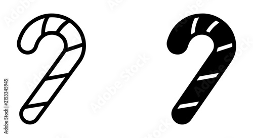 Christmas Candy Cane Icons, Festive Holiday Sweet Treat Vector Graphics, Winter Celebration Symbols