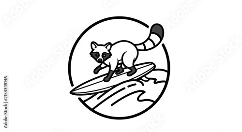 raccoon surfing wave