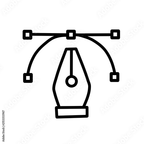 Obraz na plátně Pen tool line icon for graphic design and digital illustration.