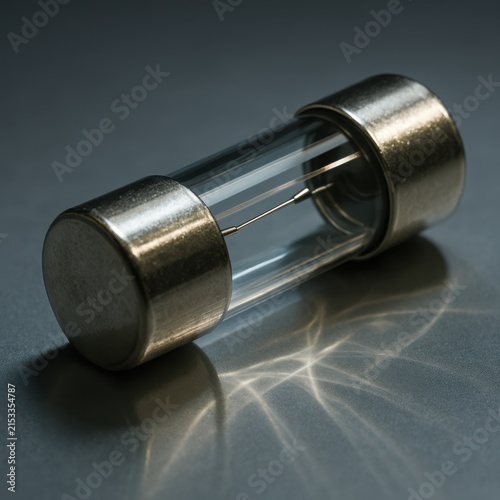 Close-up of a safety fuse component showing internal winding wire element