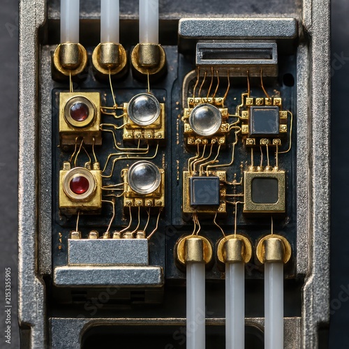 High tech micro optoelectronic assembly with gold interconnect wires and miniature optical lenses