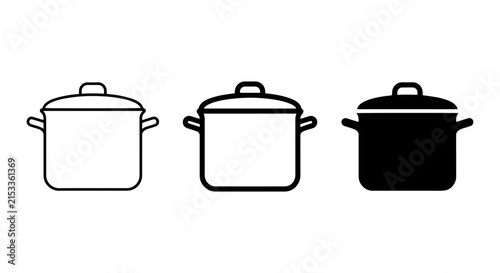 Cooking Pot Icons, Kitchenware Vector Set, Culinary Equipment Graphics, Food Preparation Elements