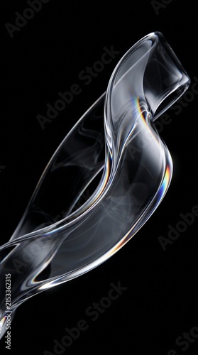 Abstract transparent glass wave chromatic aberration on black