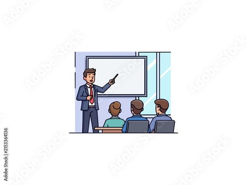 Man presenting information to audience in meeting room