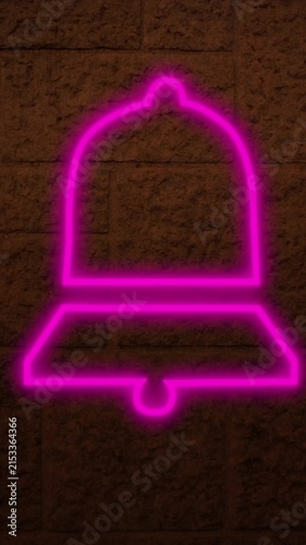 Bell neon sign on brick wall 4k