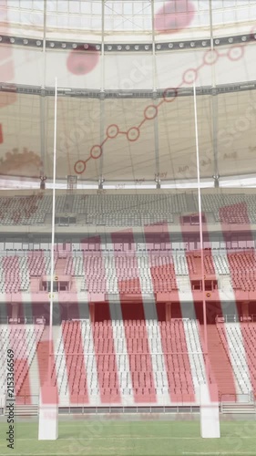 Coronavirus digital interface against empty sports stadium