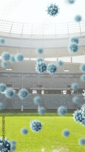 Covid-19 cells against empty sports stadium