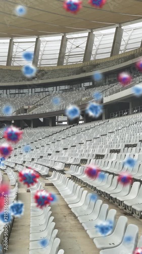 Covid-19 cells against empty sports stadium
