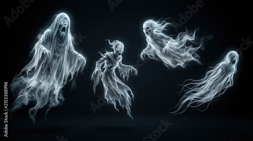 Collection of Ethereal Ghosts and Spirits for Horror Design
