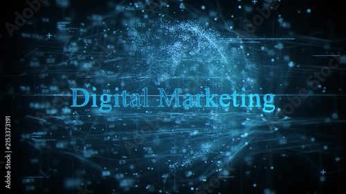 Digital Marketing concept with digital globe hud interface and global marketing network