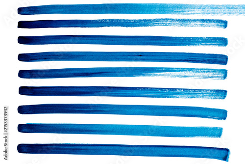 Blue Hand Painted Horizontal Brush Lines on White Background