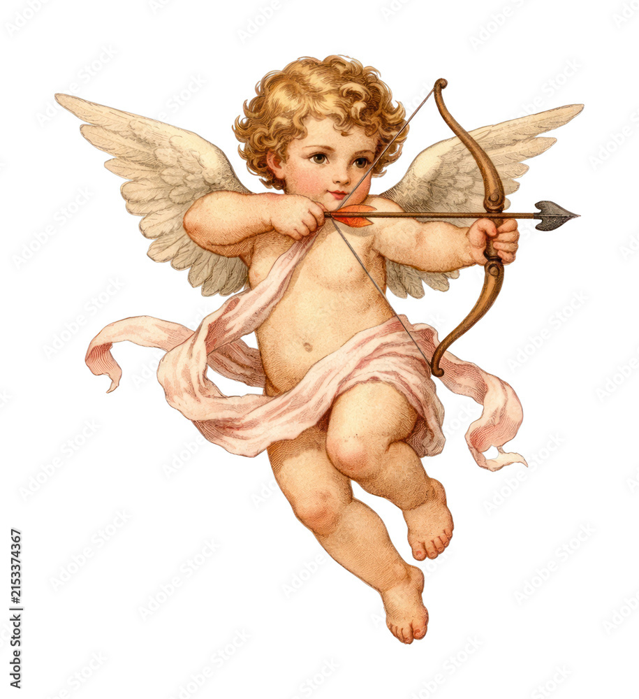 Fototapeta premium PNG Cherubic angel with bow