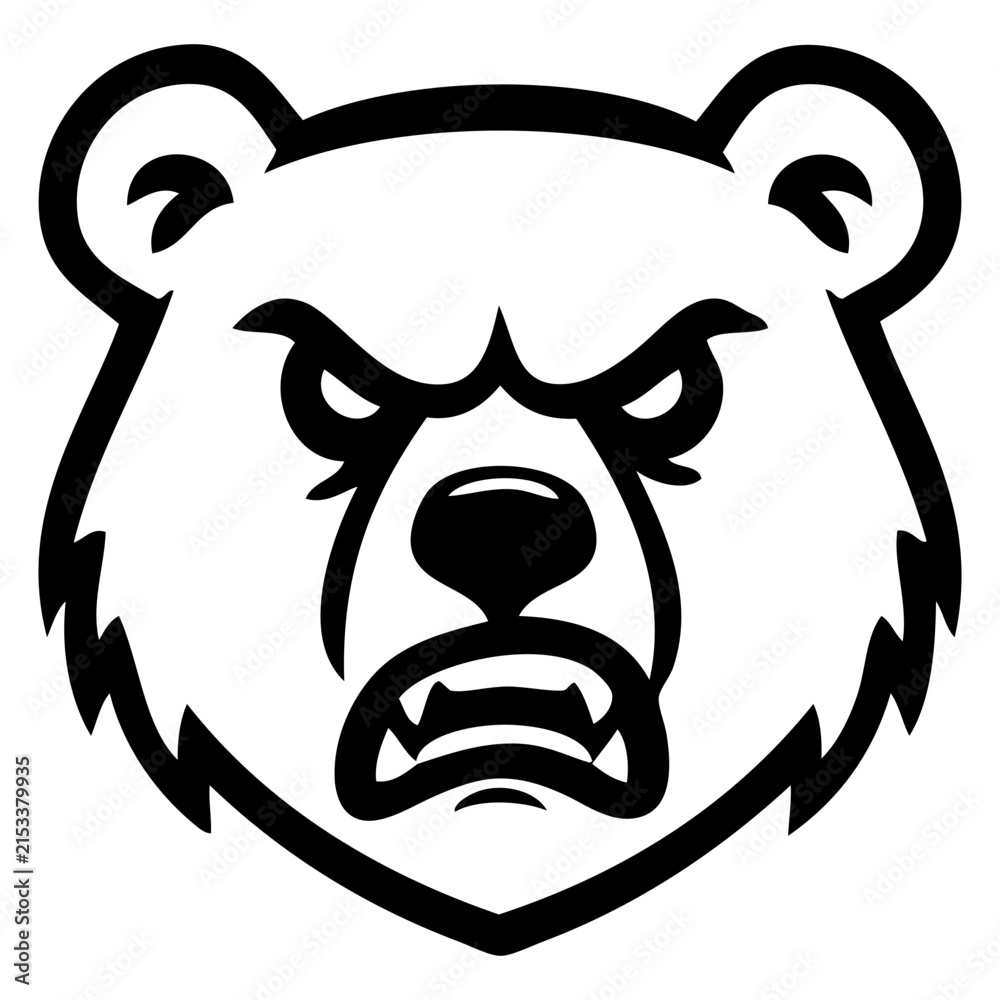 Obraz premium Icono con dibujo sencillo con líneas de la cabeza de un oso pardo enojado