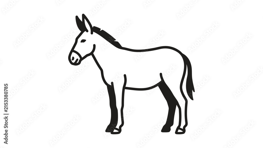 Fototapeta premium Donkey Outline Vector Illustration