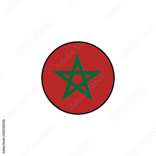 Cuadro en lienzo Circular moroccan flag icon with a green star on a red background featuring a si