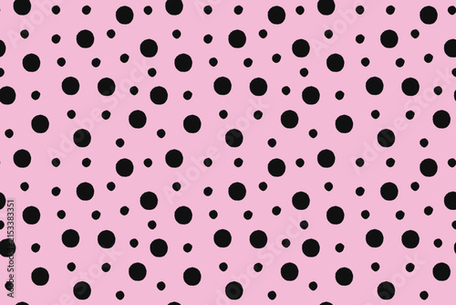 Minimal Black Polka Dot Seamless Pattern on Soft Pink Background Modern Cute Retro Textile Wrapping Paper Design