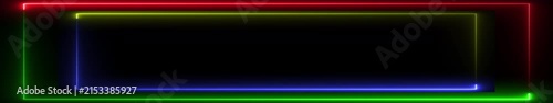 Multicolor Neon Frame with Glowing RGB Border on Black Background, Futuristic Digital Light Rectangle for Technology, Gaming, Streaming and Motion Graphics