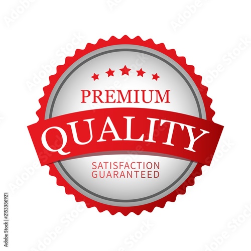 Premium Quality Satisfaction Guaranteed Satisfaction Label Vector Isolated in Flat Style. Label Vector for product packaging. Elegant 100% Satisfaction Labe