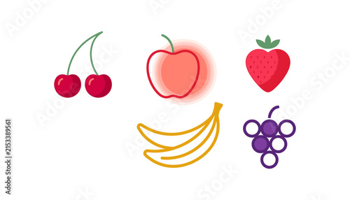 Minimalist Fruit Icon Set Modern Vector Fashion Concept Design with Blur Gradients