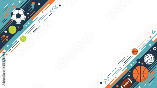 Abstract Sports Background with Various Balls and Geometric Elements