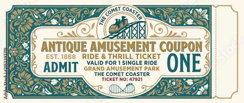 Vintage Amusement Park Ticket 