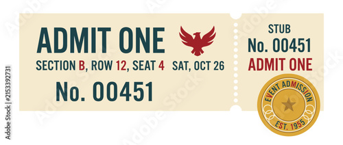 Admit One Ticket Stub Isolated - Event Admission Pass