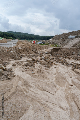 Large earthwork civil engineering construction site