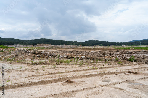 Large earthwork civil engineering construction site