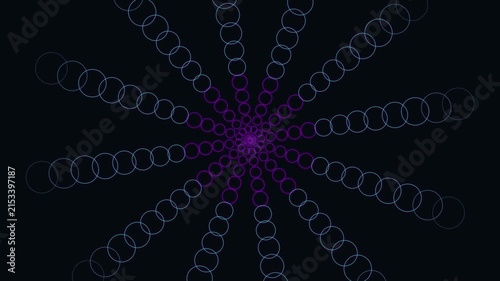 Abstract radial pattern of glowing circles