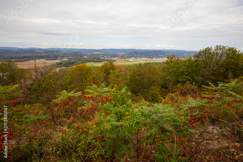 Panoramic view from the Montgomery Pike overlook area looking down onto the the city of Montoursville, Pennsylvania. 