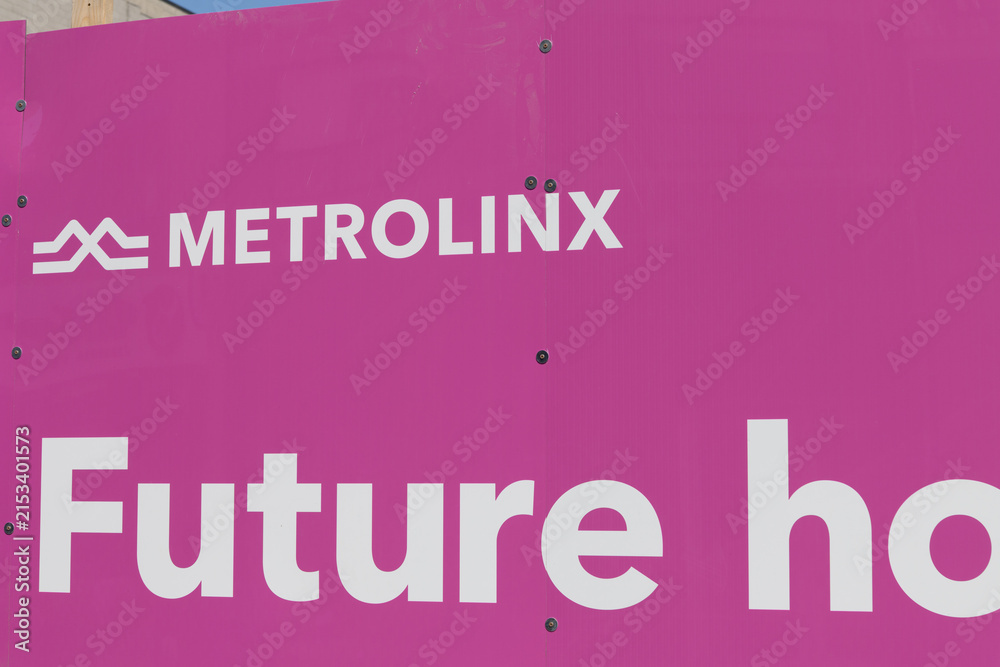 Fototapeta premium Metrolinx (Ontario's regional public transit agency) logo and sign at Pape Station (Ontario Line and Line 2), Toronto