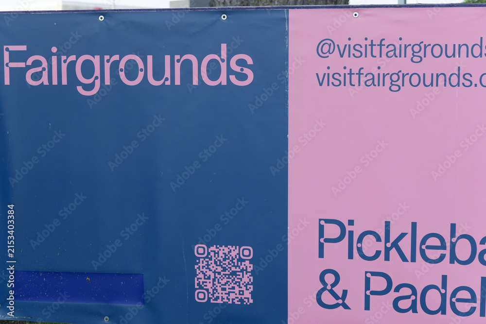 Fototapeta premium tarp banner sign near Fairgrounds, a public racket club, located at 849 Eglinton Av E, Toronto