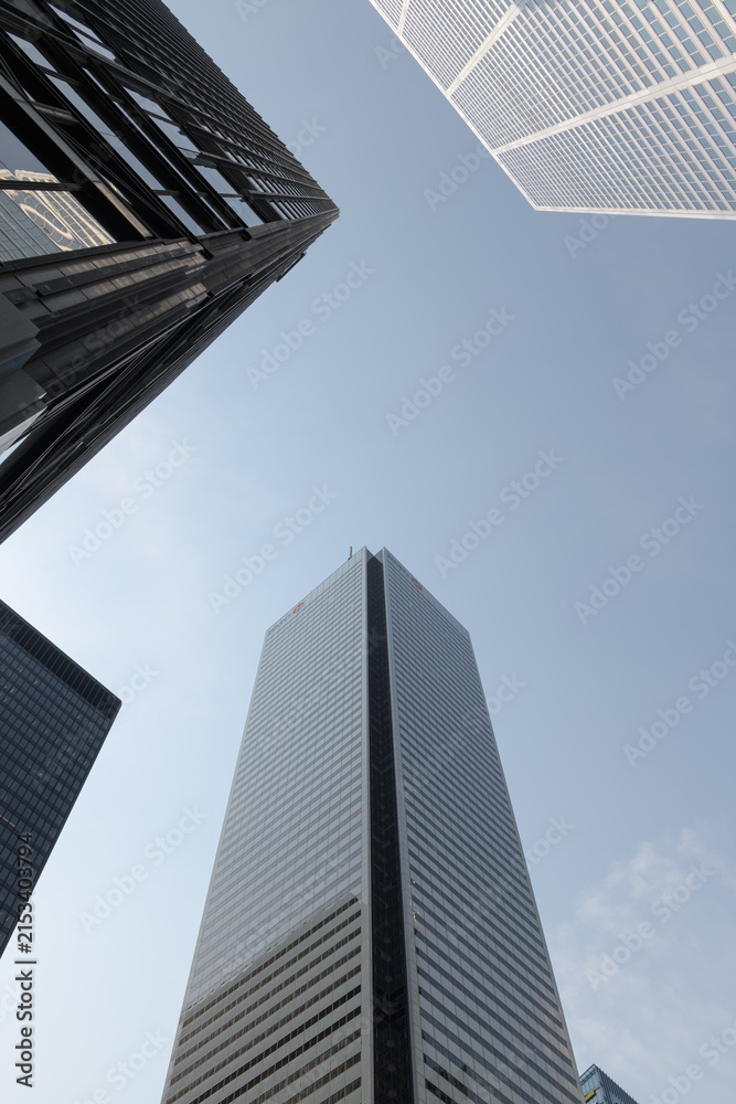 Fototapeta premium Toronto Financial District towers, worm's eye view of First Canadian Place, TD-Centre and Commerce Court West