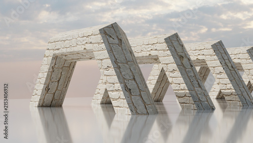 Abstract Modern Brick Arch Installation with Reflection