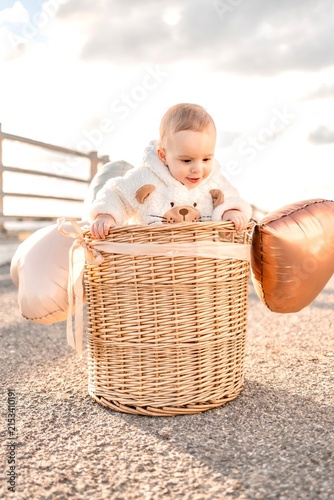 little girl in the basket