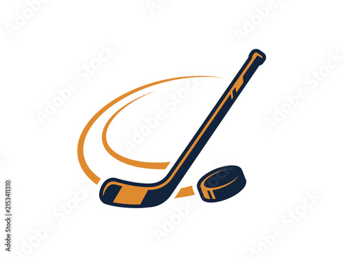 Ice Hockey Stick and Puck with Motion Swirls