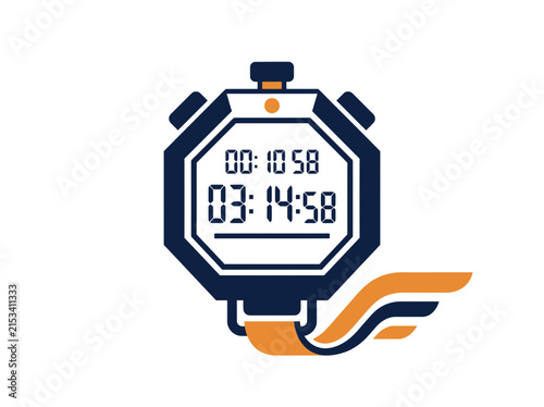 Isolated Stopwatch Icon with Winged Element