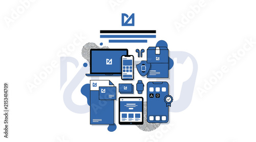 Device mockups for responsive web and branding presentation.