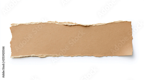 Torn Kraft Paper Banner Isolated on White Background