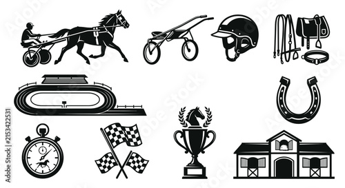 Harness Racing and Equestrian Sports Vector Set
