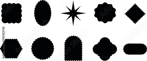 Set of Various Black Silhouette Shapes for Graphic Design Use
