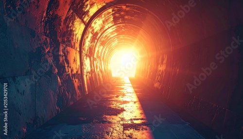 Mysterious Tunnel with Bright Light at the End.