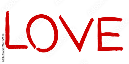 Foto Red word love in a handwritten style on transparent background representing pass