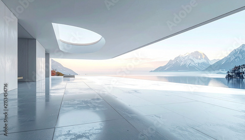 Modern Living Room with Mountain View.