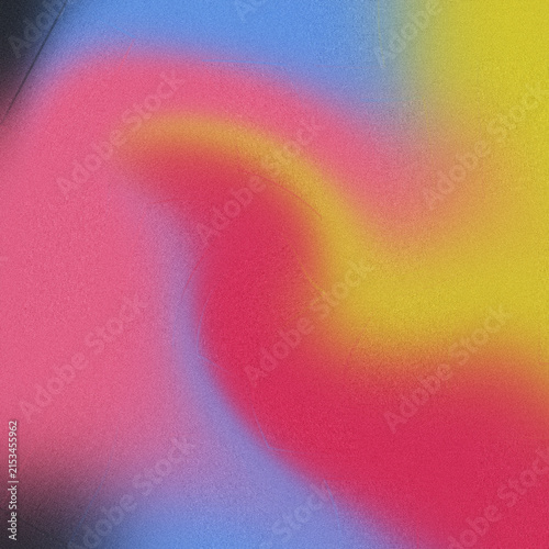 Obraz na plátně Speckled diffusion of luminous fuchsia and sunny yellow transitioning into tranquil cerulean, with an enigmatic charcoal shadow, ideal for modern digital backgrounds