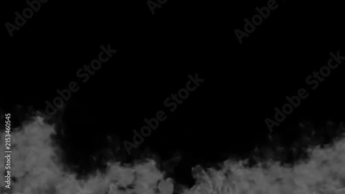 White smoke swelling and rising on a black background, realistic motion graphics, smoke overlay effect
